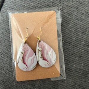 Pink Marble Teardrop Earrings - NWT (1/$10 or 2/$15)